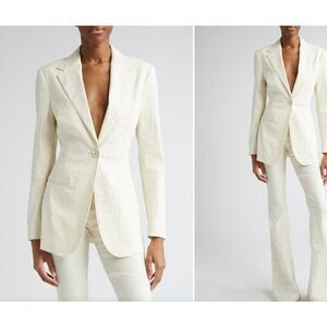 Brandon Maxwell Jemma Crinkle Stretch Texture Linen Blend Blazer sz 2 NWT $2295